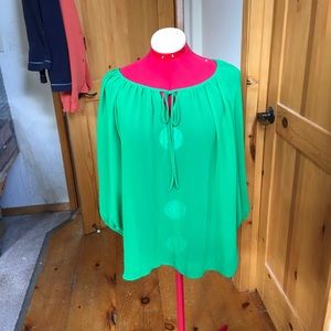 Sheer green peasant top
